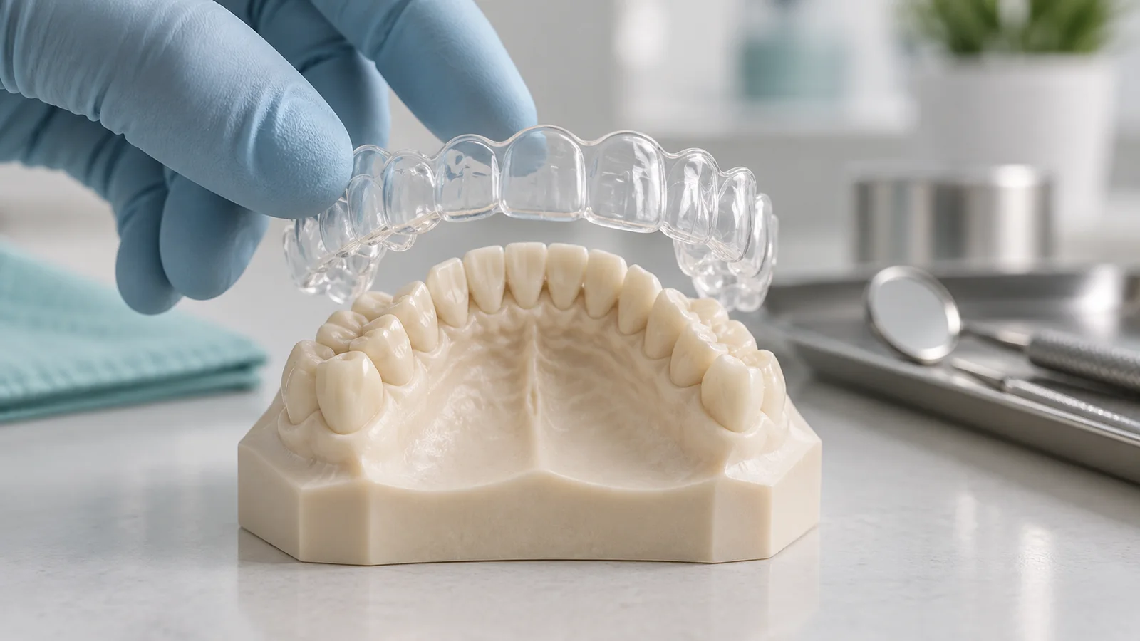 Modelo dental para planificar movimientos con alineadores