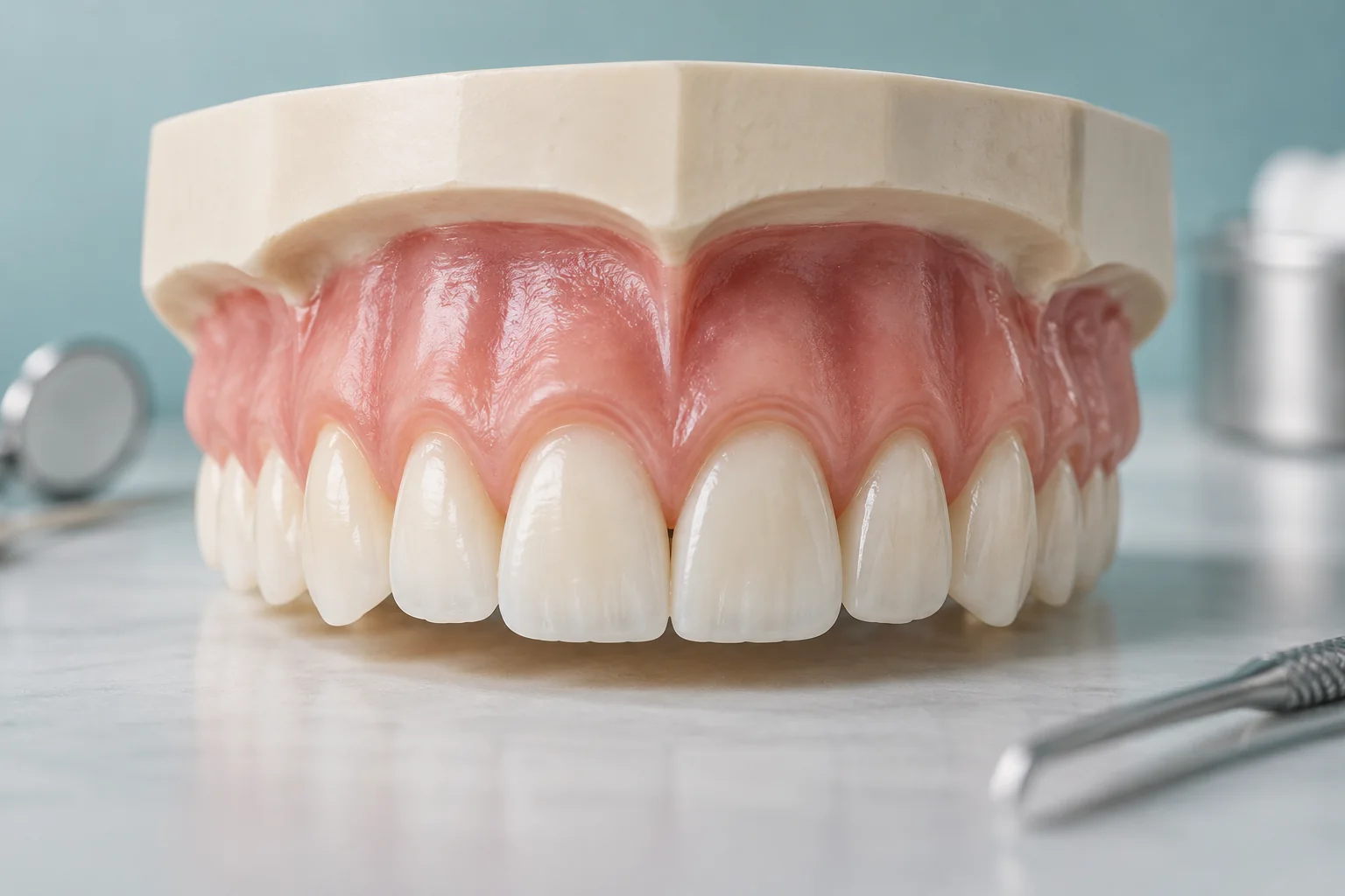 Proporción entre encía y dientes en un modelo anatómico
